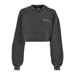 Bluza kołnierz rong krótka frotte z małymi haftami dla kobiet Urban Classics. Czarne bluzy bez kaptura damskie Urban Classics. Za 252.00 zł.