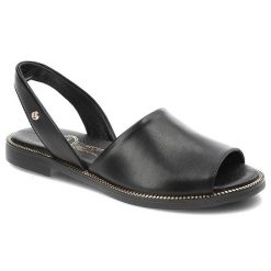 Czarne Sandały Lemar Modne Skórzane Buty Na Lato. Czarne sandały damskie Lemar, z aplikacjami, ze skóry, bez obcasa, na obcasie. Za 199.00 zł.
