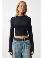 Happiness Istanbul Koszulka w kolorze czarnym rozmiar: 38. Czarne bluzki damskie Happiness Istanbul, bez wzorów, bez kołnierzyka, bez ramiączek. Za 52.99 zł.