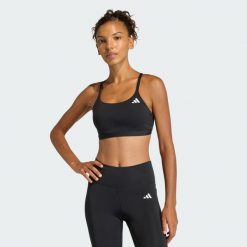 Biustonosz Optime Essentials Workout Light Support. Czarne biustonosze Adidas, bez wzorów, z elastanu. Za 149.00 zł.