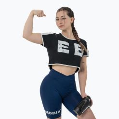 Top treningowy damski NEBBIA Game On black. Czarne topy damskie Nebbia, bez wzorów, bez kołnierzyka. Za 129.99 zł.