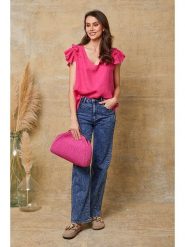 Joséfine Lniana koszulka "Quiriem" w kolorze różowym rozmiar: M. Różowe bluzki damskie Joséfine, m, bez wzorów, ze lnu, bez kołnierzyka, bez ramiączek. Za 108.99 zł.