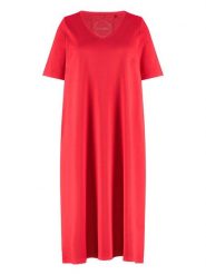 SAMOON Sukienka w kolorze czerwonym rozmiar: 44. Czerwone sukienki damskie Samoon, na co dzień, bez wzorów, z bawełny, bez kołnierzyka, bez ramiączek, midi, proste. Za 104.39 zł.