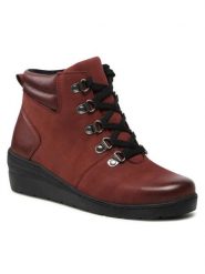 Go Soft Trzewiki WI23-WARUNA-03 Bordowy. Czerwone botki damskie GO SOFT, ze skóry, bez obcasa, na koturnie, bez zapięcia. Za 249.99 zł.