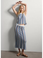 STEFANEL Spódnica w kolorze kremowo-niebieskim rozmiar: S. Niebieskie spódniczki damskie Stefanel, s, bez wzorów, midi, proste. Za 260.99 zł.