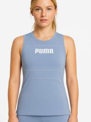 Puma Top sportowy w kolorze błękitnym rozmiar: S. Niebieskie topy damskie Puma, s, bez wzorów, bez kołnierzyka. Za 59.45 zł.