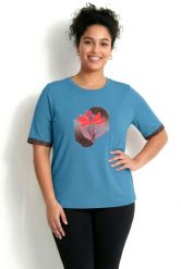 Damskie Koszulka funkcyjna nadruk klasyczny krój okrągły dekolt krótki rękaw. Czerwone t-shirty damskie Ulla Popken, plus size, bez wzorów, z bawełny, bez kołnierzyka. Za 199.99 zł.