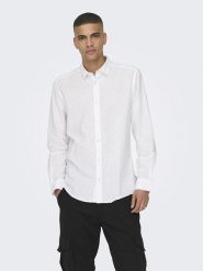 ONLY & SONS Koszula - Slim fit - w kolorze białym rozmiar: L. Białe koszule męskie Only & Sons, l, bez wzorów, bez kołnierzyka, bez ramiączek. Za 118.56 zł.