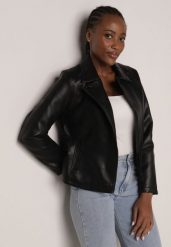 Czarna Kurtka Ramoneska o Taliowanym Kroju z Suwakami przy Rękawach Harirra. Czarne kurtki damskie Born2be, l, bez wzorów, z jeansu, bez kaptura. Za 99.99 zł.