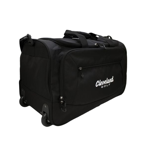 Torba duffle na kółkach Cleveland Golf. Czarne golfy damskie CLEVELAND GOLF, uniwersalny, bez wzorów, bez ramiączek. W wyprzedaży za 617.50 zł.