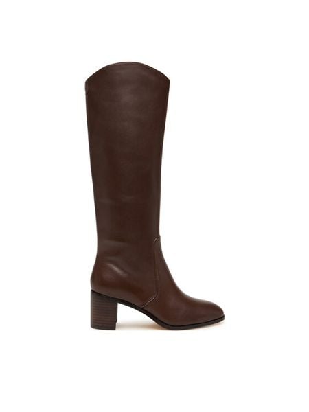 LAUREN RALPH LAUREN Kozaki Charly 802974388002 Brązowy. Brązowe kozaki damskie Lauren Ralph Lauren, ze skóry, bez obcasa, na słupku. Za 879.99 zł.