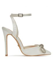 DeeZee Szpilki F92831-8 Biały. Białe szpilki DeeZee, bez wzorów, z materiału, bez obcasa. Za 139.99 zł.