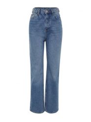 Trendyol Dżinsy - Comfort fit - w kolorze niebieskim rozmiar: 40. Niebieskie jeansy damskie Trendyol, z podwyższonym stanem. Za 122.96 zł.