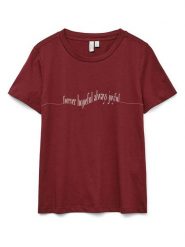 Vero Moda Koszulka w kolorze czerwonym rozmiar: L. Czerwone bluzki damskie Vero Moda, l, bez wzorów, z bawełny, bez kołnierzyka. Za 52.79 zł.
