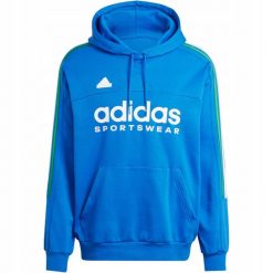 Adidas bluza męska z kapturem sportowa hoodie wygodna House of Tiro r. S. Niebieskie bluzy sportowe męskie Adidas, bez wzorów, z bawełny, sportowe, bez kołnierzyka, bez ramiączek. Za 252.99 zł.