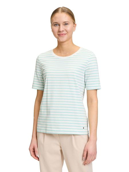 BETTY & CO Koszulka w kolorze kremowo-błękitnym rozmiar: L. Brązowe bluzki damskie Betty & Co., l, bez wzorów, bez kołnierzyka, bez ramiączek. Za 119.95 zł.