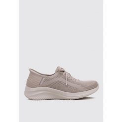 Buty sportowe Sneakersy damskie, Skechers Slip-Ins Ultra Flex 3.0 - Brilliant. Brązowe buty sportowe na co dzień damskie Skechers, bez wzorów, z materiału, trekkingowe. Za 349.99 zł.