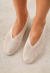 Beżowe Balerinki VICES z Plecioną Cholewką Mahala. Brązowe baleriny damskie Renee, bez wzorów, bez obcasa. Za 99.99 zł.