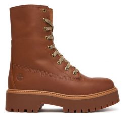 Trapery Timberland. Brązowe trapery damskie Timberland, bez obcasa. Za 779.99 zł.