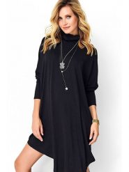 Made of emotion Sukienka w kolorze czarnym rozmiar: L/XL. Czarne sukienki damskie Made Of Emotion, l, bez wzorów, z asymetrycznym kołnierzem, bez ramiączek, mini, asymetryczne. Za 113.10 zł.