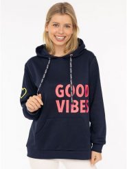 Zwillingsherz Bluza "Good Vibes 2.0" w kolorze granatowym rozmiar: L/XL. Niebieskie bluzy z kapturem damskie Zwillingsherz, l. Za 220.12 zł.