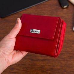 Portfel skórzany damski duży pionowy RFiD skóra klasyk czerwony Beltimore A08. Czerwone portfele damskie bez wzorów, ze skóry. Za 59.41 zł.