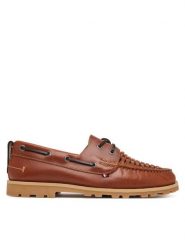 Tommy Hilfiger Półbuty Hilfiger Braided Lth Boat Shoe FM0FM05892 Brązowy. Brązowe półbuty męskie Tommy Hilfiger, ze skóry, bez zapięcia. Za 569.99 zł.