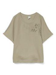 Vero Moda Koszulka w kolorze oliwkowym rozmiar: L. Zielone bluzki damskie Vero Moda, l, z aplikacjami, bez kołnierzyka. Za 101.23 zł.