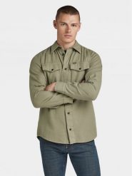 G-Star Raw Koszula Marine D24963-D454 Zielony Slim Fit. Zielone koszule męskie G-Star, l, bez wzorów, z bawełny, bez kołnierzyka, bez ramiączek. Za 187.99 zł.