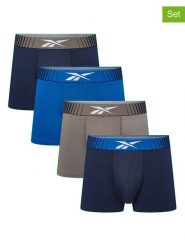 Reebok Bokserki (4 pary) w kolorze granatowym, szarym i niebieskim rozmiar: XL. Niebieskie bokserki męskie Reebok, bez wzorów. Za 78.66 zł.