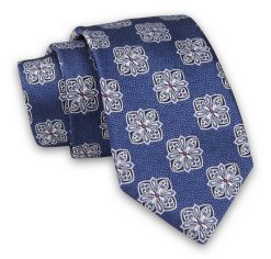 Granatowy Elegancki Męski Krawat -ALTIES- 7cm, Stylowy, Klasyczny, Szachownica, Geometryczny. Niebieskie krawaty i muchy męskie Alties, bez wzorów, z tkaniny, eleganckie. Za 49.00 zł.