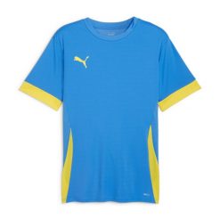 Koszulka Puma TeamGoal. Niebieskie t-shirty sportowe męskie Puma, bez ramiączek, do piłki nożnej. Za 136.00 zł.