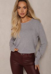 Szary Sweter z Kaszmirem i Wełną o Prostym Pudełkowym Kroju Daisellea. Szare swetry klasyczne damskie Renee, l, z jeansu, bez kołnierzyka. Za 44.99 zł.