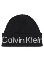 Calvin Klein Czapka Logo Reverso Tonal Beanie K60K611151 Czarny. Czarne czapki zimowe damskie CALVIN KLEIN, z wiskozy. Za 289.99 zł.