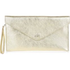 Kopertówka skórzana złota listonoszka N12. Żółte torebki wieczorowe bez wzorów, ze skóry, eleganckie, bez kołnierzyka, bez ramiączek. Za 120.99 zł.