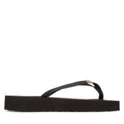 Japonki Tommy Hilfiger. Czarne klapki damskie Tommy Hilfiger, bez wzorów, bez obcasa. Za 129.99 zł.