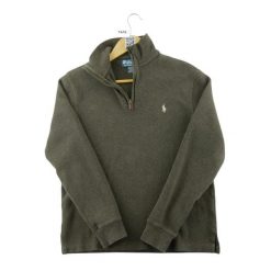 Second life - Sweter męski z półzamkiem i stójką - Jak nowy. Brązowe swetry męskie Ralph Lauren, m, bez wzorów, z dresówki, bez kołnierzyka. Za 256.96 zł.