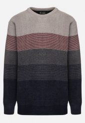Ciemnobeżowy Sweter z Wełną w Paski Ettarine. Brązowe swetry męskie Born2be, l, bez wzorów, z wełny, bez kołnierzyka. Za 89.99 zł.