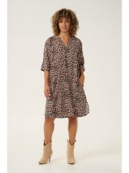 Cream Sukienka w kolorze jasnobrązowo-czarnym rozmiar: 34. Brązowe sukienki damskie Cream, na imprezę, s, bez wzorów, z wiskozy, klasyczne, bez kołnierzyka, bez ramiączek, midi. Za 117.73 zł.