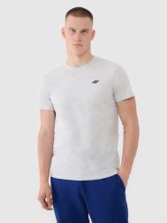 4F T-shirt regular gładki męski - szary S. Szare t-shirty męskie 4f, m, bez wzorów, z bawełny, bez kołnierzyka. Za 49.99 zł.