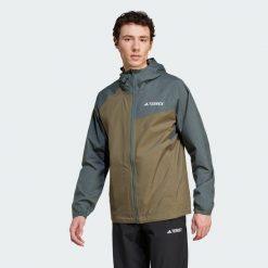 Kurtka Terrex Multi 2L RAIN.RDY. Brązowe kurtki męskie Adidas, l, bez wzorów, z materiału, sportowe, bez kaptura. Za 485.85 zł.