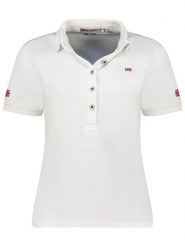 Geographical Norway Koszulka polo "Kars" w kolorze białym rozmiar: XXL. Białe bluzki damskie Geographical Norway, xxl, bez wzorów, z bawełny, bez kołnierzyka, bez ramiączek. Za 87.81 zł.