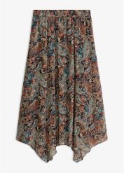Spódnica szyfonowa z asymetrycznym dołem. Czarne spódniczki damskie bonprix, bez wzorów, z szyfonu, eleganckie, asymetryczne. Za 139.99 zł.