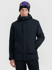 4F Kurtka narciarska membrana 8000 męska - czarna XXL. Czarne kurtki męskie 4f, m, bez wzorów, z materiału, bez kaptura, narciarskie. Za 599.99 zł.