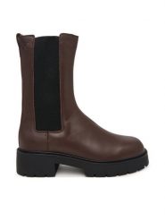 Calvin Klein Sztyblety Chunky Mid Chelsea Boot Lth YW0YW01909 Brązowy ciemny. Brązowe botki damskie CALVIN KLEIN, bez obcasa, na płaskiej podeszwie, bez zapięcia. Za 799.99 zł.