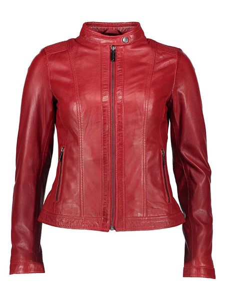 Bugatti Skórzana kurtka w kolorze czerwonym rozmiar: 36. Czerwone kurtki damskie Bugatti, bez wzorów, ze skóry, bez kaptura. Za 679.25 zł.