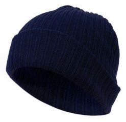Granatowa Męska Czapka, Prążkowana Beanie, Jesienno-Zimowa. Niebieskie czapki męskie Pako Jeans, na zimę, bez wzorów, z jeansu, klasyczne. Za 35.00 zł.