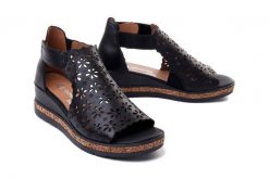 RIEKER REMONTE D3056-01 black, sandały damskie. Czarne sandały damskie Rieker Remonte, w ażurowe wzory, bez obcasa, na koturnie. Za 295.92 zł.