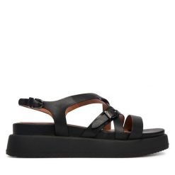 Sandały Tamaris. Czarne sandały damskie Tamaris, bez wzorów, bez obcasa, na płaskiej podeszwie. Za 329.99 zł.