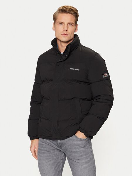 Guess Jeans Kurtka zimowa M4BL20 WGII2 Czarny Regular Fit. Czarne kurtki męskie Guess Jeans, na zimę, m, z aplikacjami, z jeansu, bez kaptura. Za 519.99 zł.